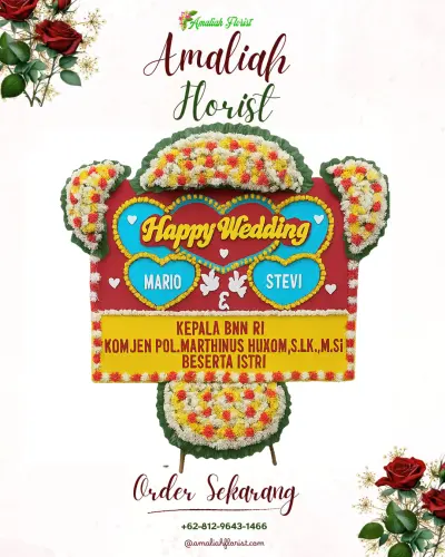 Karangan Papan Bunga Pernikahan di Cipicung